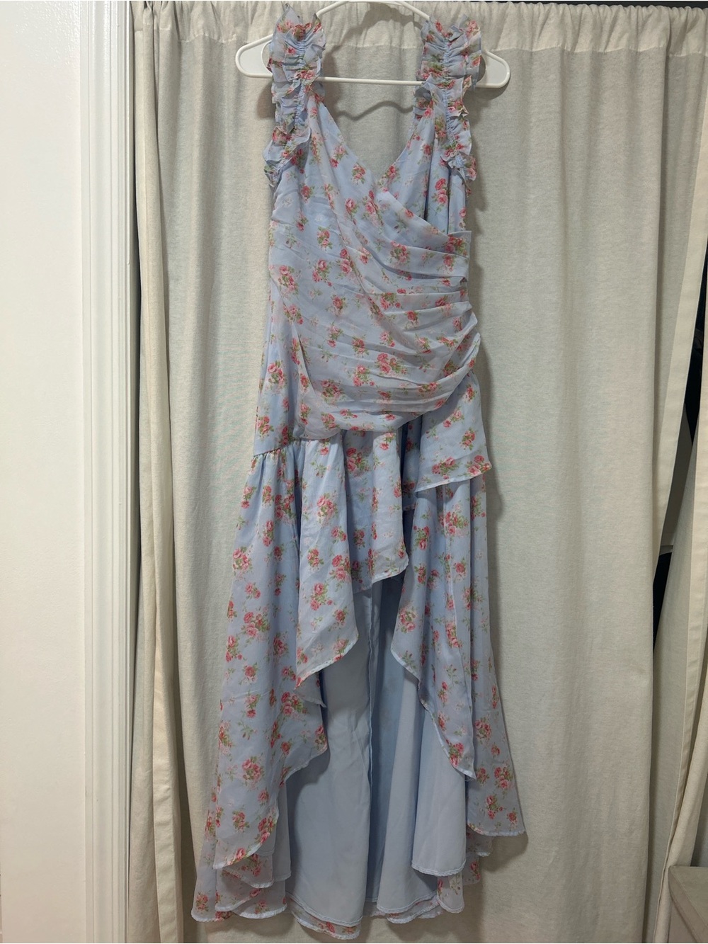 Abercrombie & Fitch Light Blue Dress with Pink Floral Print